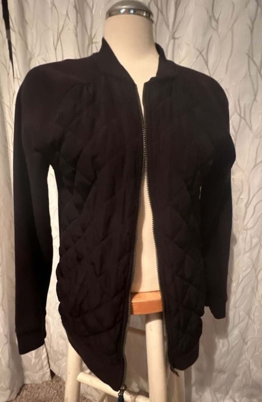 Wonder Nation Black Quilted Bomber Jacket Full Zip